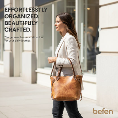 befen Soft Genuine Leather Purses for Women Medium Tote Bag Handbags Crossbody Bags with Top Handles Shoulder Satchel Purse
